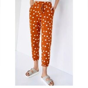 Anthropologie Orange Polka Dot Joggers